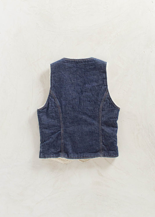 Vintage Sherpa Lined Denim Vest Size XS/S