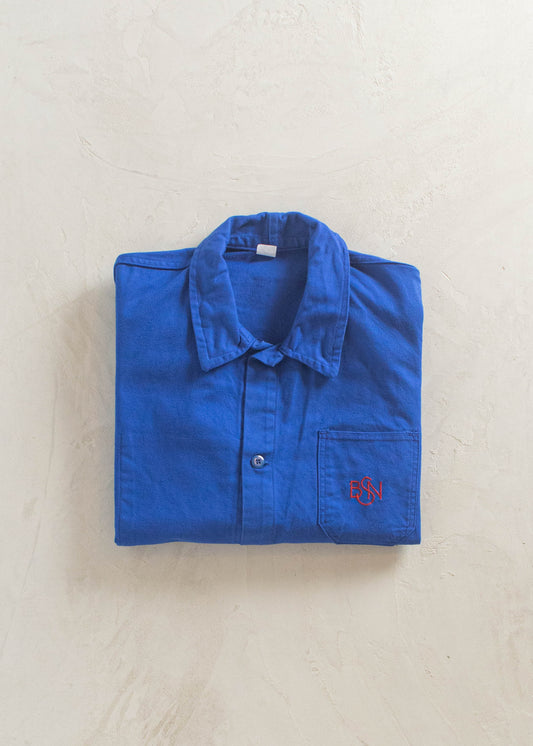 1970s Bleu de Travail French Workwear Chore Jacket Size M/L