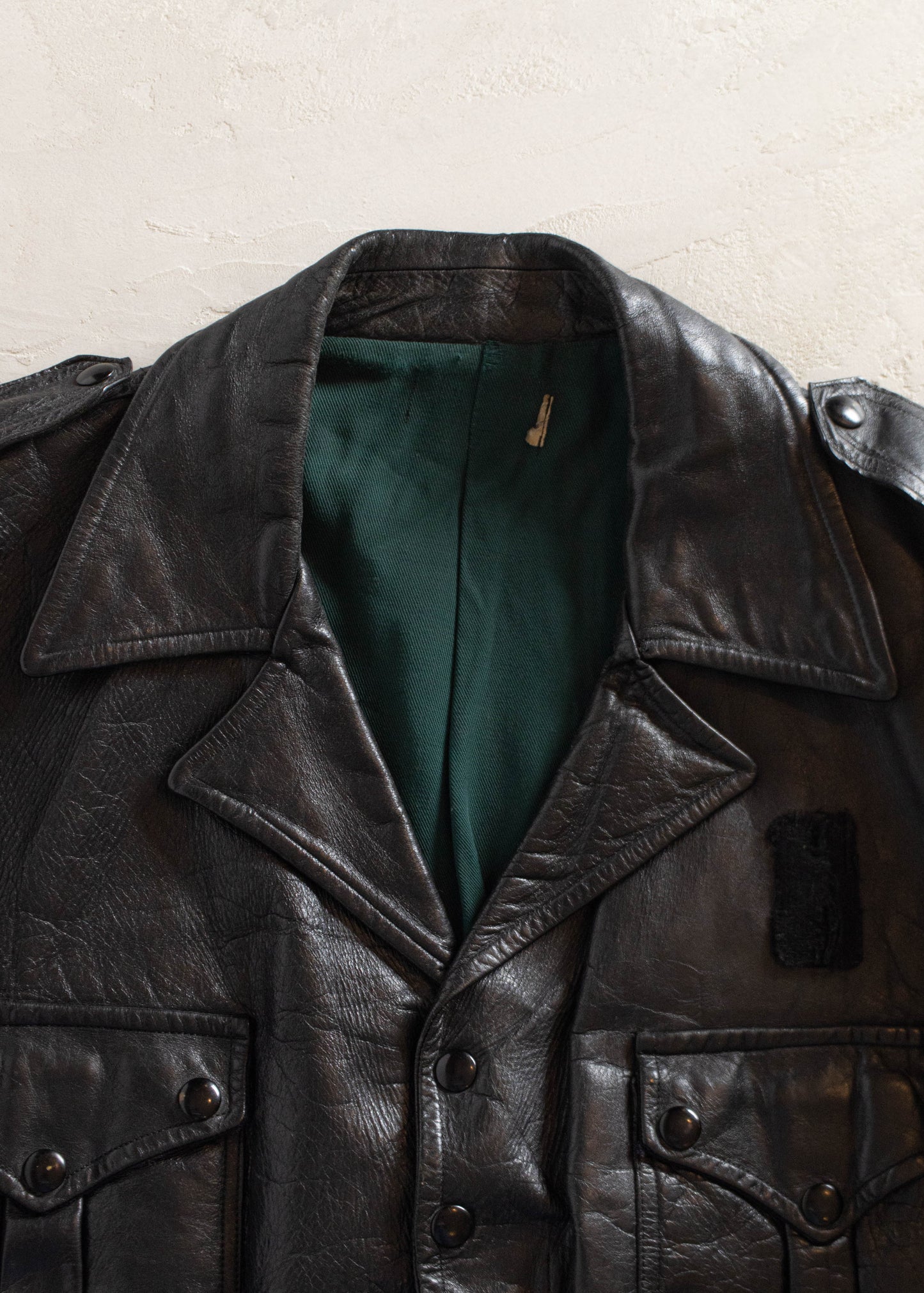 Vintage 1970s Police Uniform Leather Jacket Size M/L