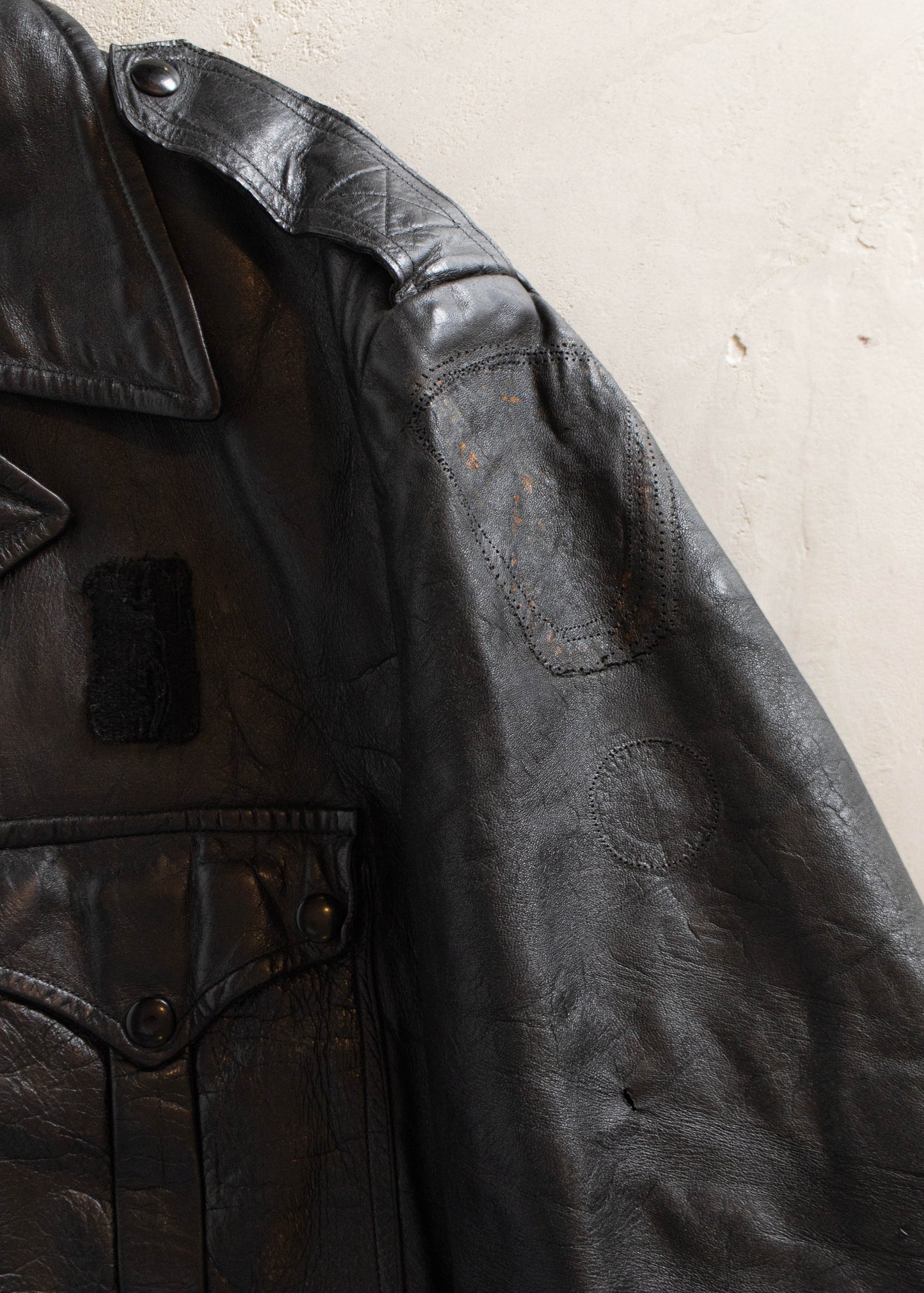 Vintage 1970s Police Uniform Leather Jacket Size M/L