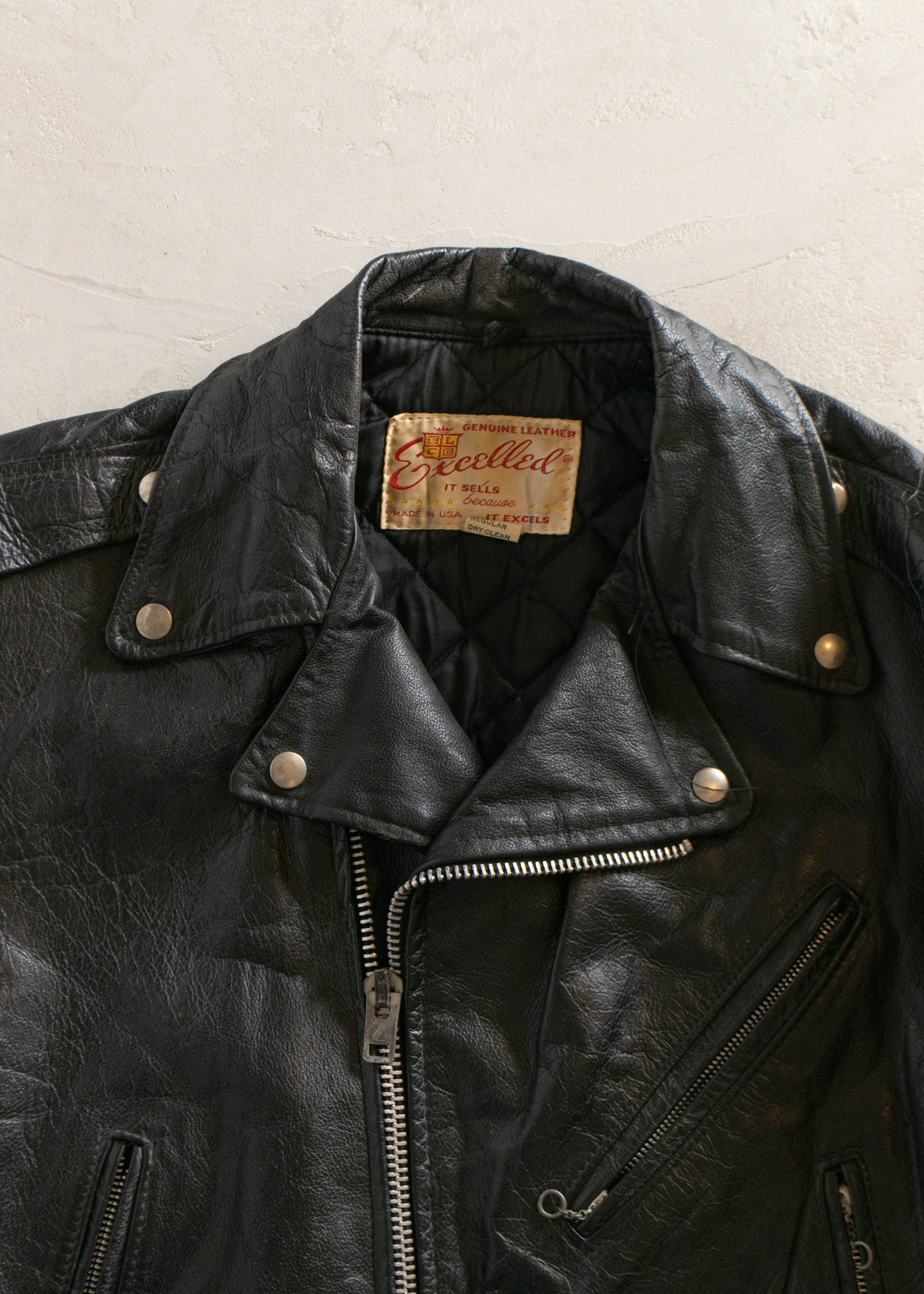 1980s Excelled Leather Perfecto Motorcycle Jacket Size S/M