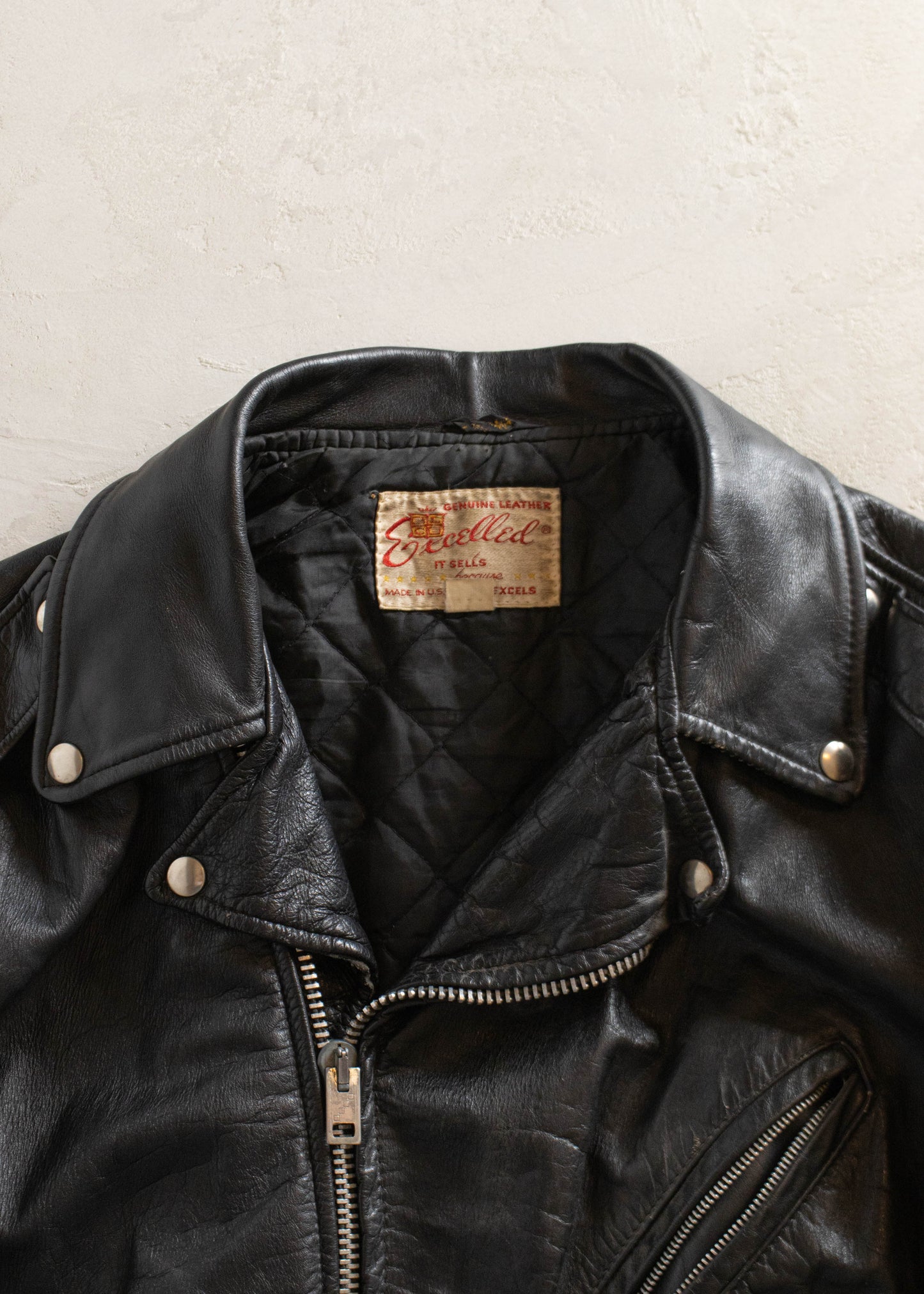 1980s Excelled Leather Perfecto Motorcycle Jacket Size L/XL