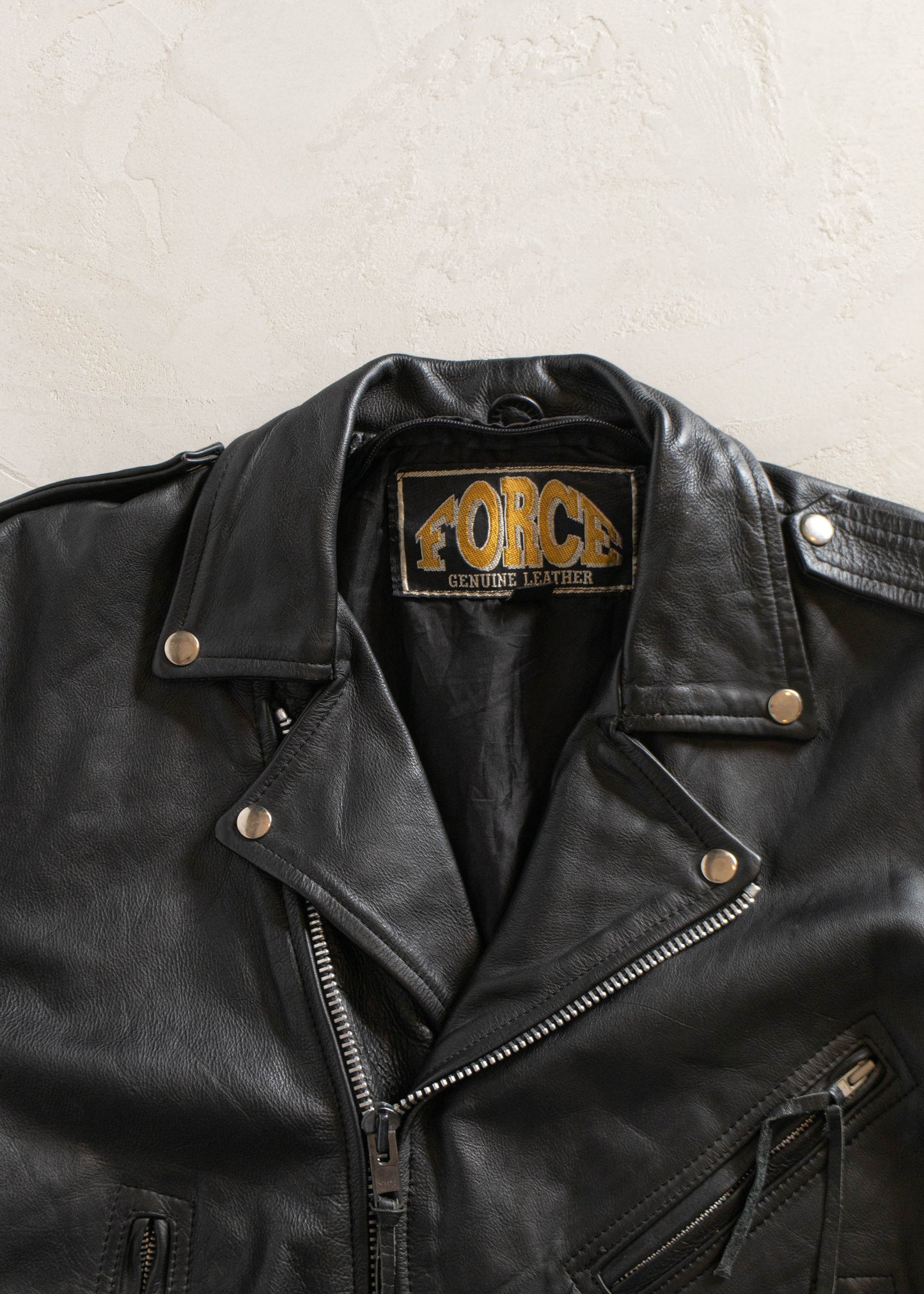 1980s Force Leather Perfecto Motorcycle Jacket Size M/L