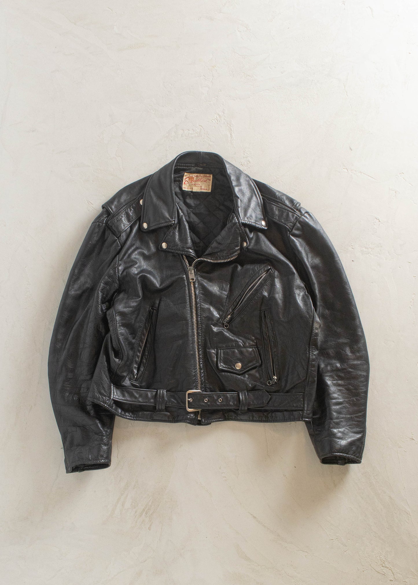 1980s Excelled Leather Perfecto Motorcycle Jacket Size L/XL