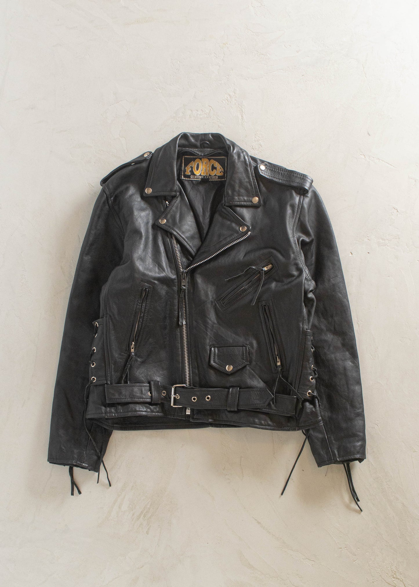 1980s Force Leather Perfecto Motorcycle Jacket Size M/L