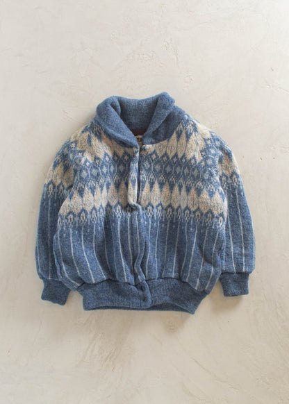 1980s Geometric Pattern Cowichan Style Wool Cardigan Size M/L