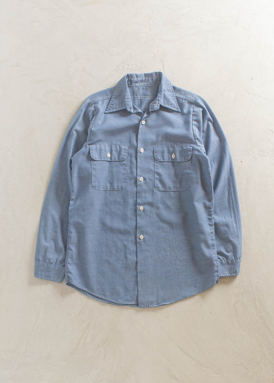 1970s Chambray Long Sleeve Button Up Shirt Size XS/S