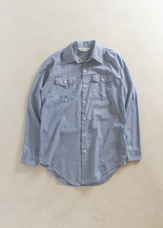 1970s Key Imperial Chambray Long Sleeve Button Up Shirt Size XS/S