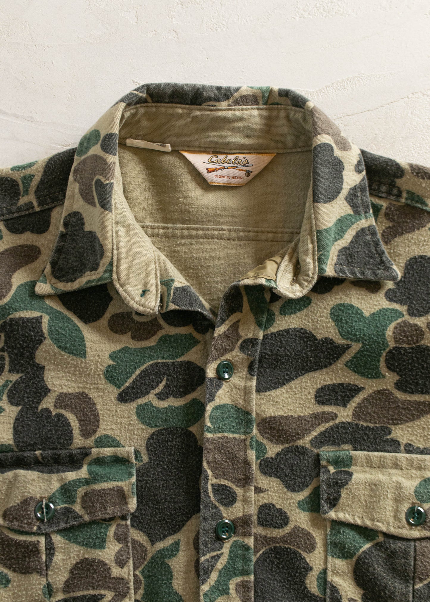 1980s Frog Camo Flannel Button Up Shirt Size S/M