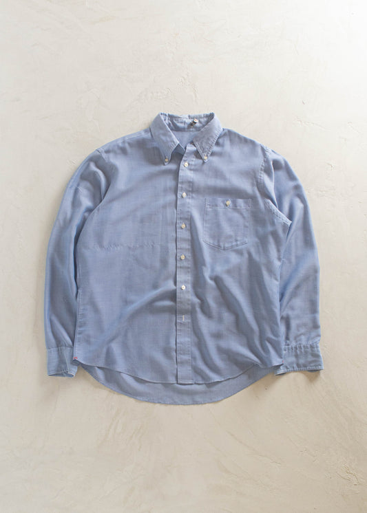 1970s Chambray Long Sleeve Button Up Shirt Size L/XL