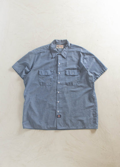 Dickies Chambray Short Sleeve Button Up Shirt Size L/XL