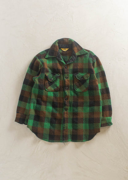 1970s Yorke Sportswear Wool Flannel Button Up Shirt Size S/M