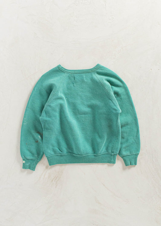 Vintage 1960s Single V Raglan Sleeve Green Sweatshirt Size S/M