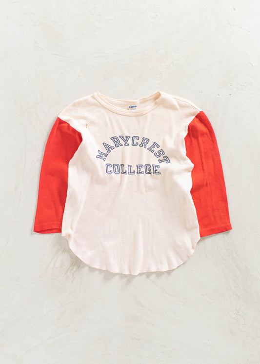 Vintage 1970s Champion Blue Bar Marycrest College Raglan T-Shirt Size S/M