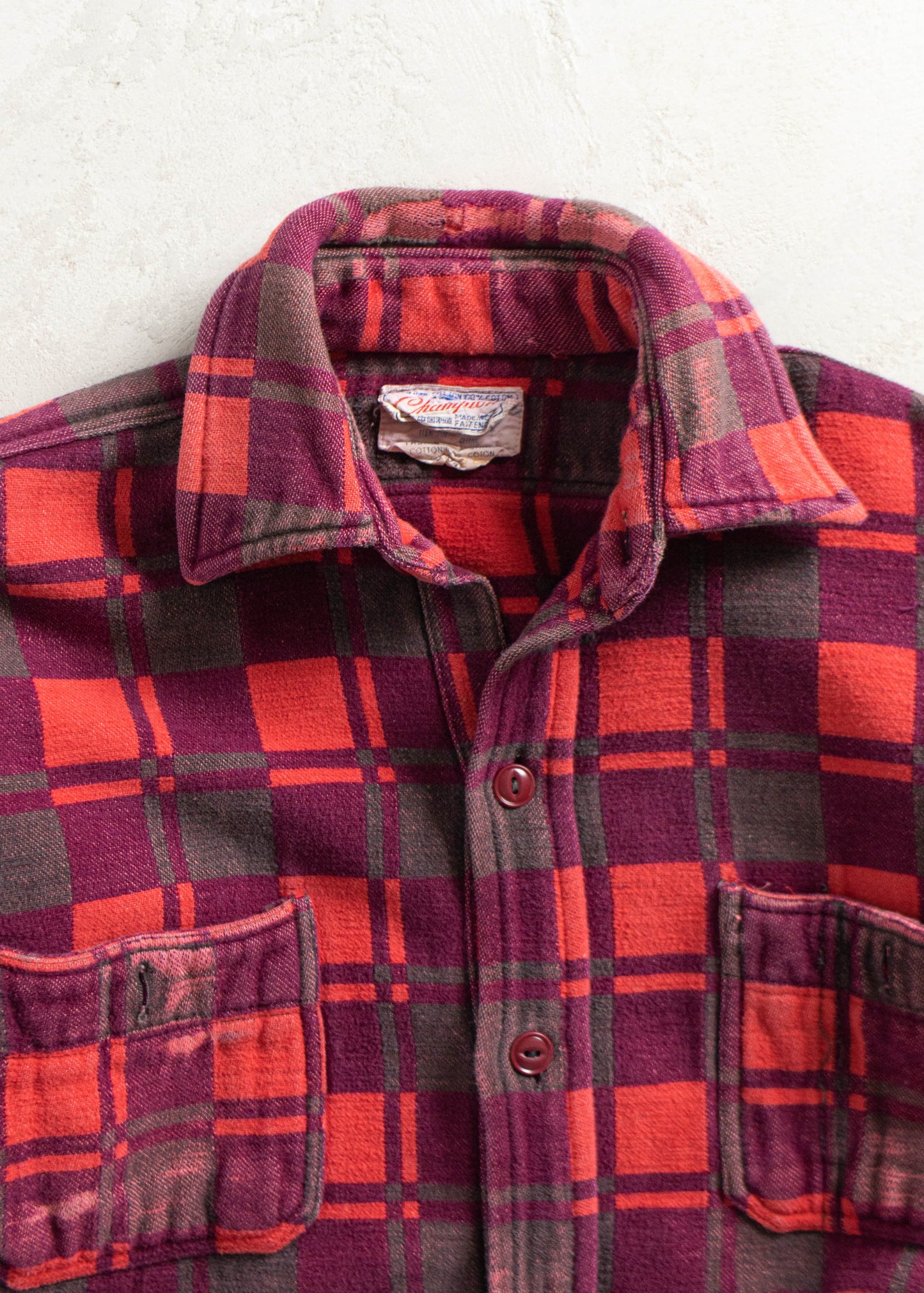 Vintage 1980s Champion Cotton Flannel Button Up Shirt Size S/M