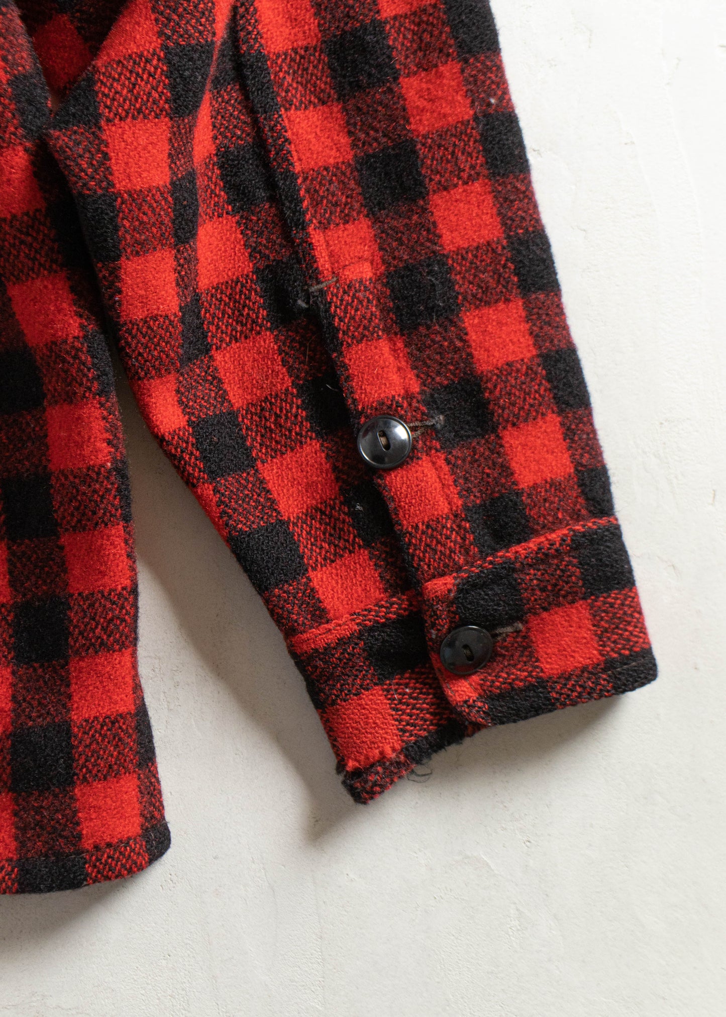 Vintage 1970s Johnson Woolen Mills Wool Flannel Zip Up Shirt Size M/L