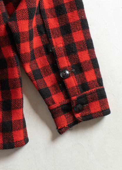 Vintage 1970s Johnson Woolen Mills Wool Flannel Zip Up Shirt Size M/L