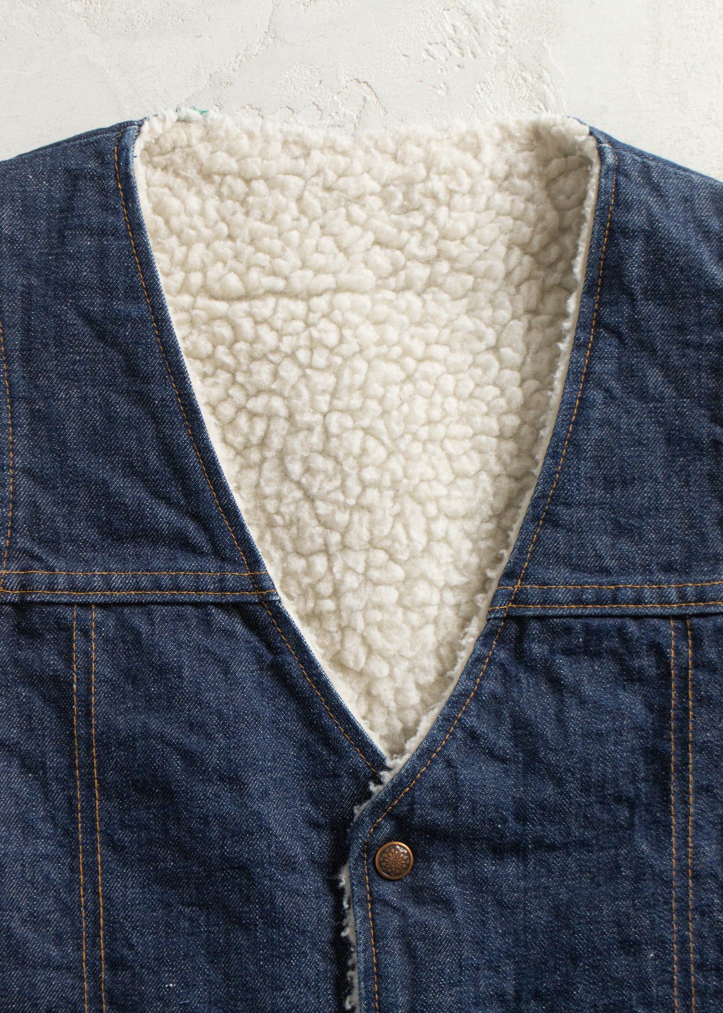 Vintage Sherpa Lined Denim Vest Size XS/S