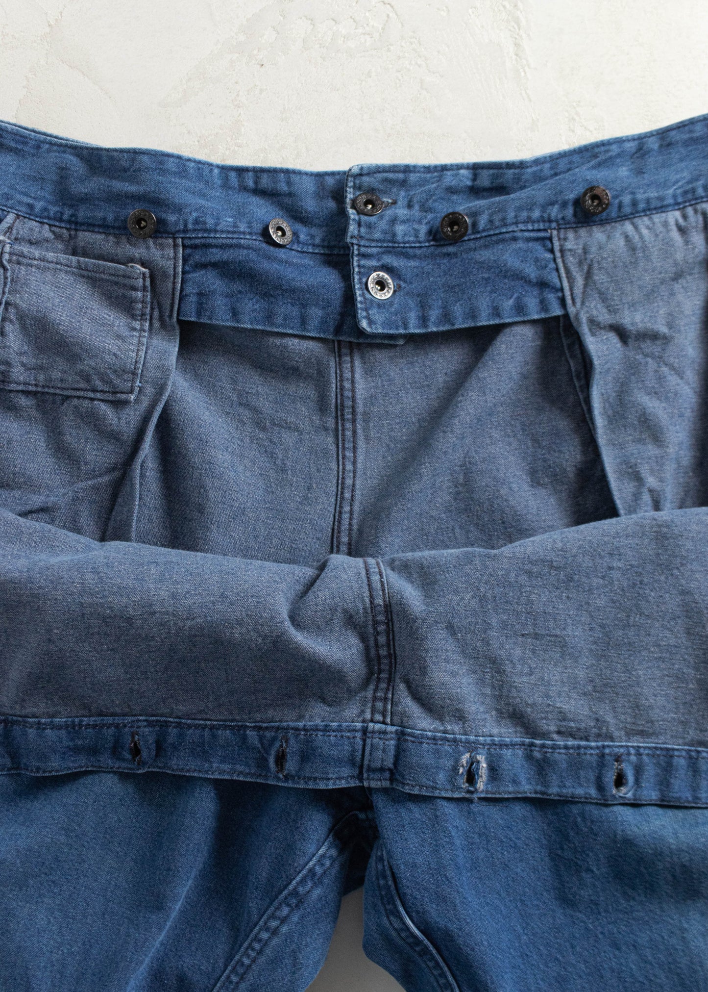 Vintage 1970s Amish Denim Bib Front Workwear Pants Size Women's 40 Men's 42