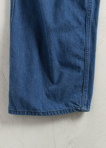 Vintage 1970s Amish Denim Bib Front Workwear Pants Size Women's 40 Men's 42