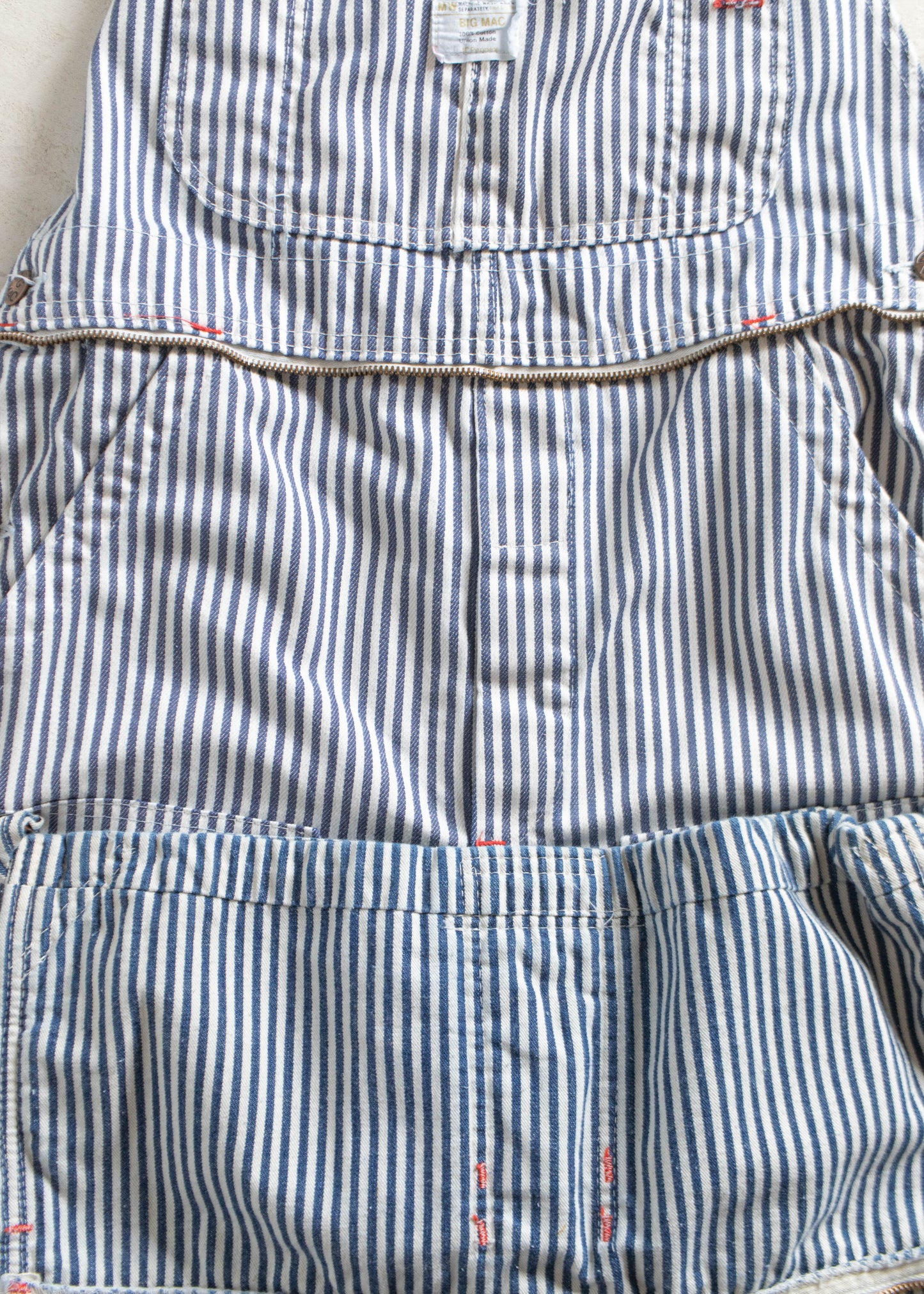 Vintage 1970s Big Mac Hickory Stripe Tool Belt Overalls Size S/M