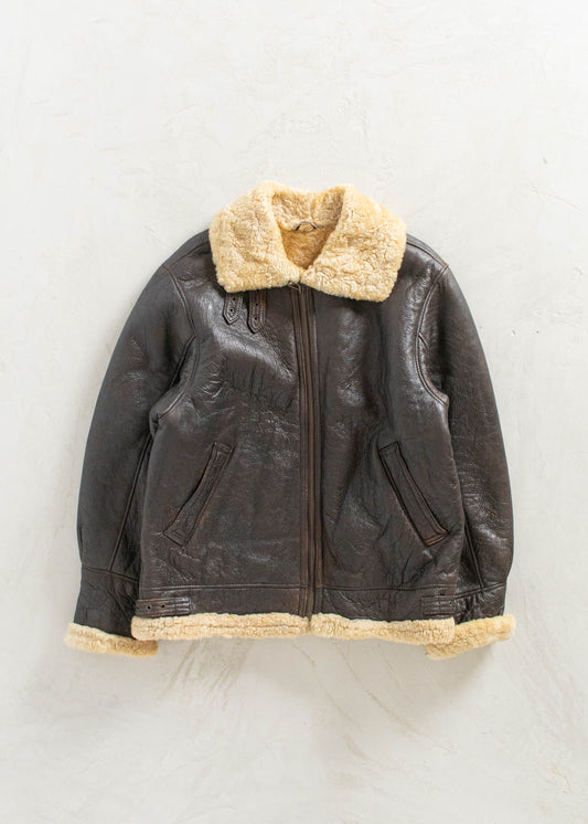 Vintage Aviator Shearling Lined Leather Jacket Size S/M