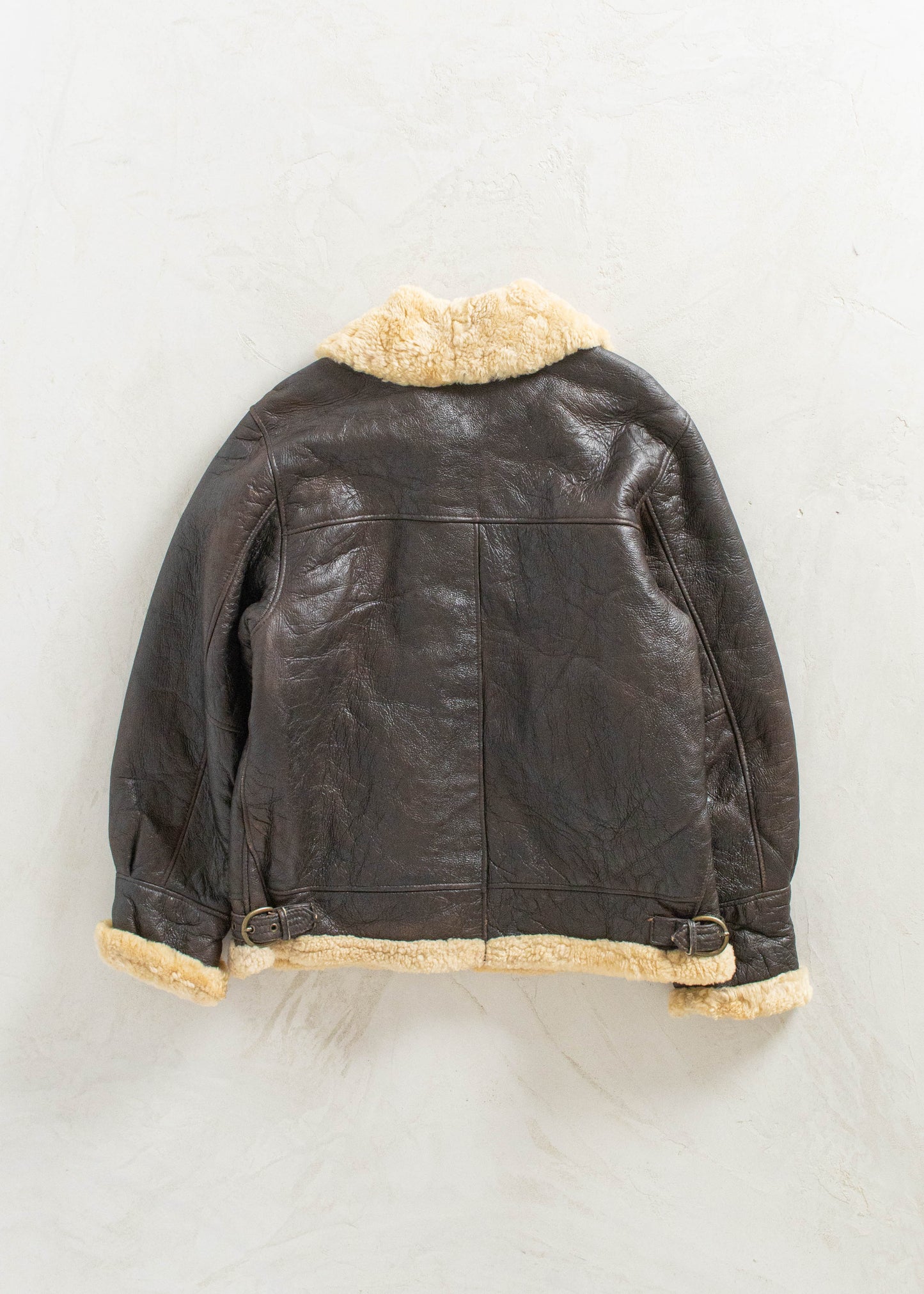 Vintage Aviator Shearling Lined Leather Jacket Size S/M