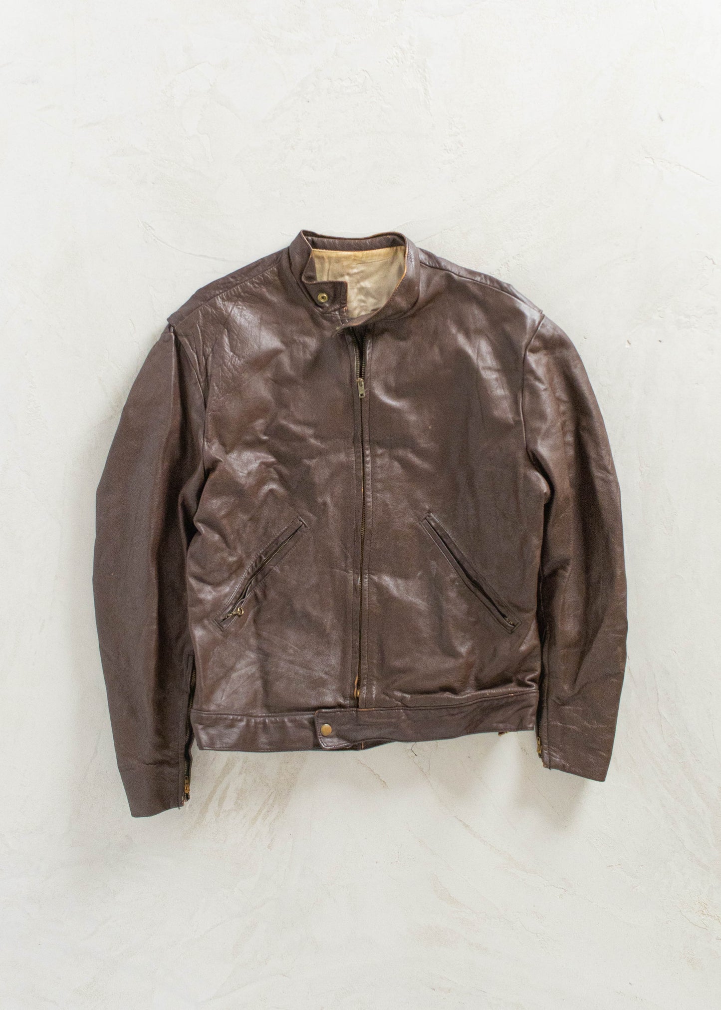 Vintage Cafe Racer Leather Jacket Size L/XL