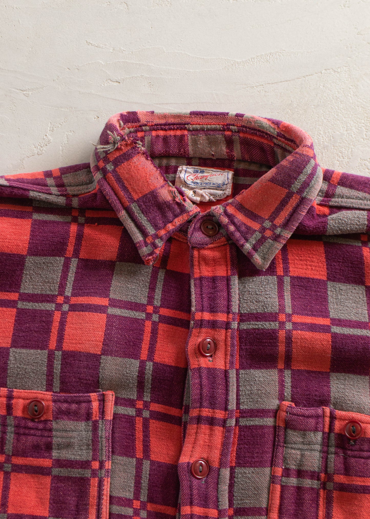 1980s Champion Flannel Button Up Shirt Size L/XL