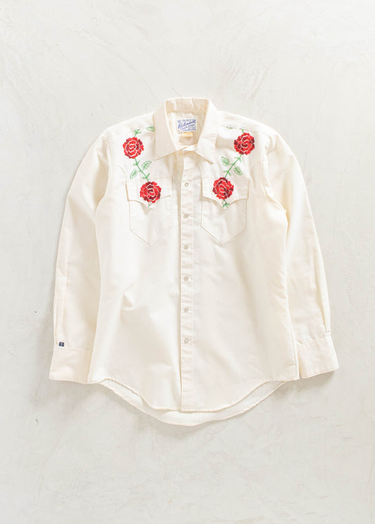 Vintage 1960s Rockmount Ranch Wear Embroidered Snap Button Shirt Size XS/S