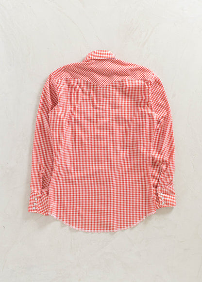 Vintage 1970s Wrangler Gingham Pattern Snap Button Shirt Size XS/S