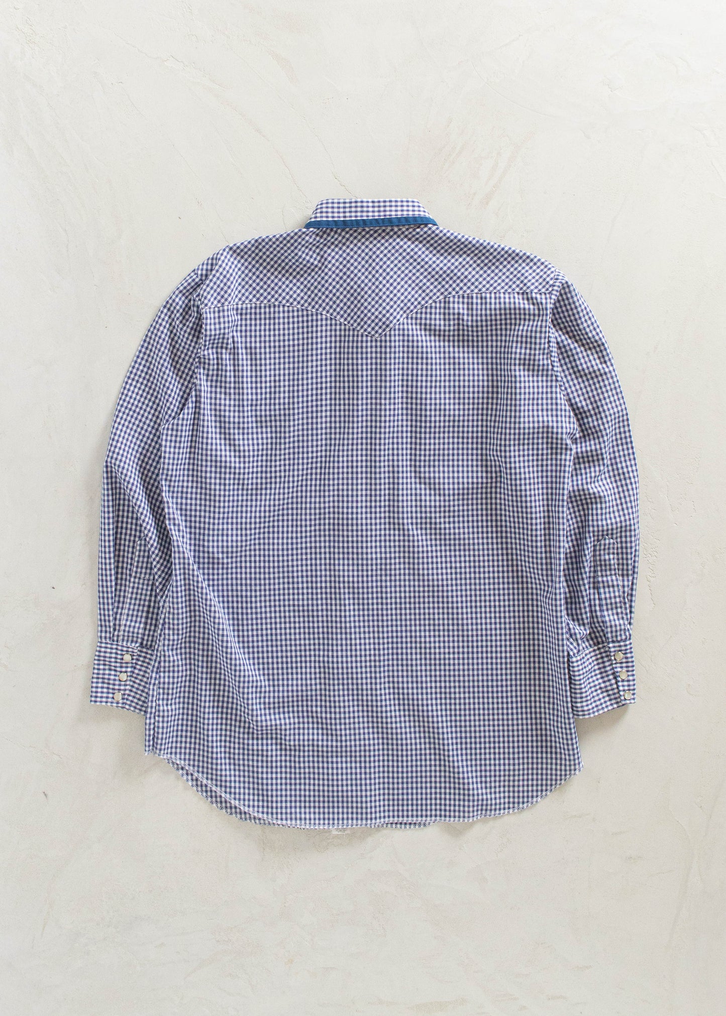 Vintage 1960s California Ranchwear Gingham Pattern Snap Button Shirt Size L/XL