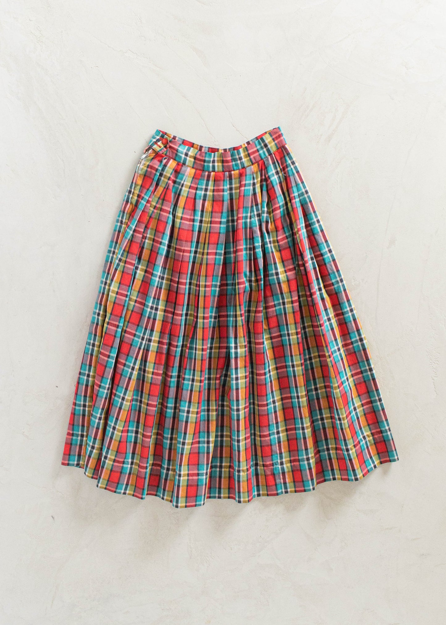 Vintage 1980s Handmade Plaid Pattern Midi Skirt Size Women's 23