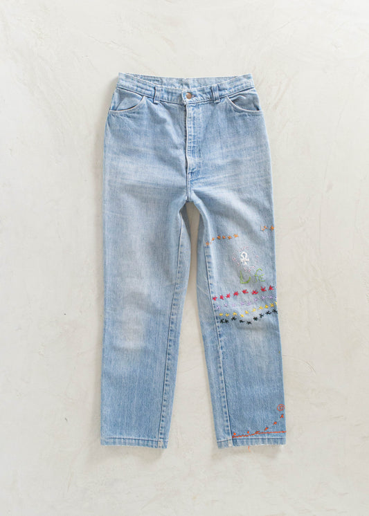 Vintage 1970s GWG Lightwash Embroidered Jeans Size Women's 26 Men's 30