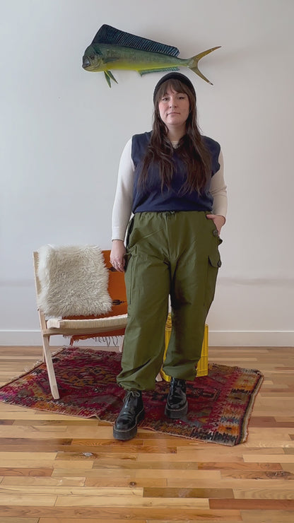 1970s Military Wind Cargo Pants Size L/XL