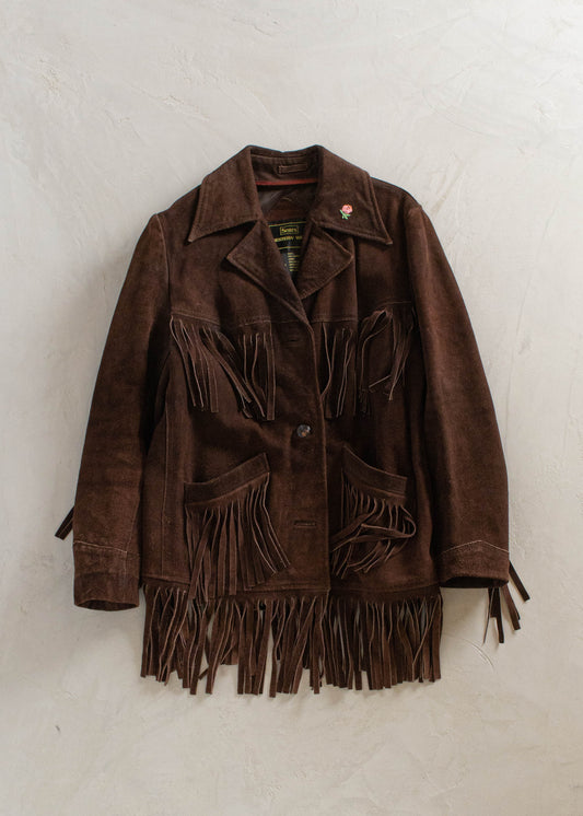 1970s Sears Fringe Suede Button Up Jacket Size XS/S