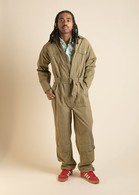 1940s WWII Summer Flying Suit Long Sleeve Coveralls Size M/L