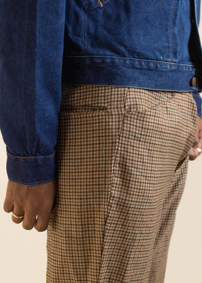 1970s Plaid Pattern Wool Trouser Pants Size Women's 34 Men's 36