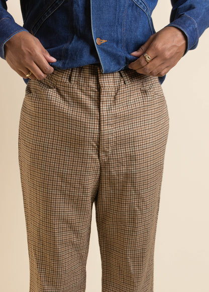 1970s Plaid Pattern Wool Trouser Pants Size Women's 34 Men's 36