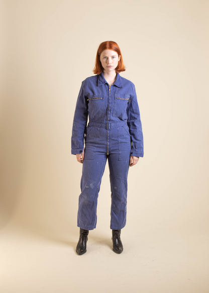 1980s French Workwear Long Sleeve Zip Up Coveralls Size XS/S