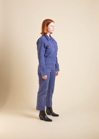 1980s French Workwear Long Sleeve Zip Up Coveralls Size XS/S