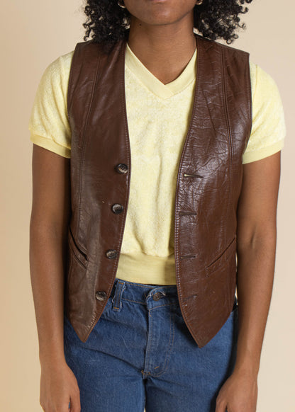 1950s Its A Holiday Leather Vest Size XS/S