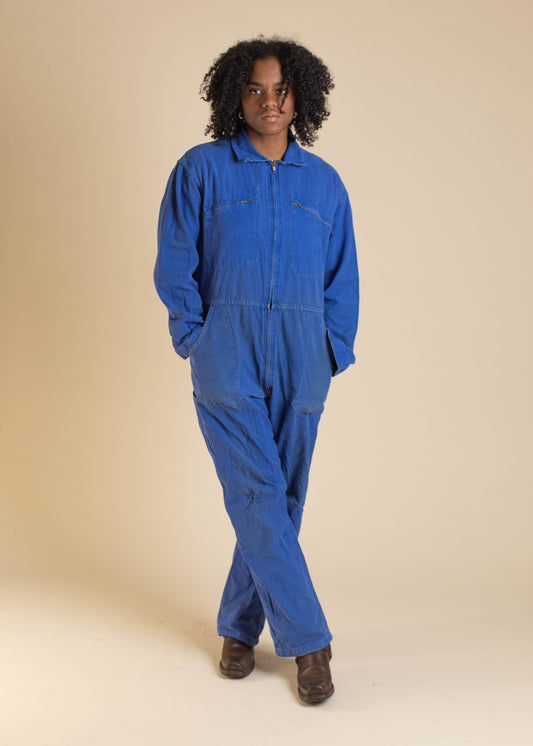 DOUBLE CHECK IF AT STUDIO + ADD FRONT BACK - 2371 - 1980s French Workwear Long Sleeve Zip Up Coveralls Size M/L