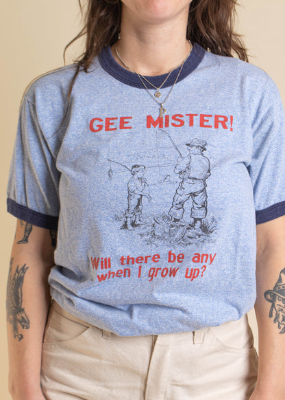 1990s Screen Stars Gee Mister Fishing T-Shirt Size S/M