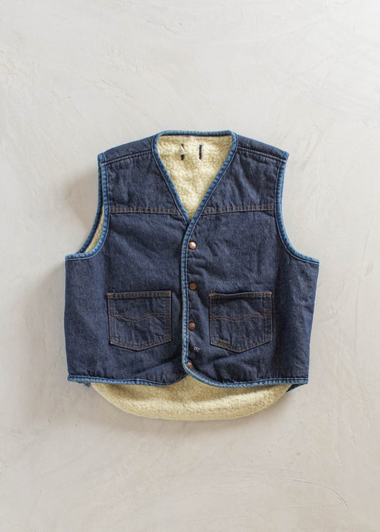 1970s Sears Roebucks Sherpa Lined Denim Vest Size M/L