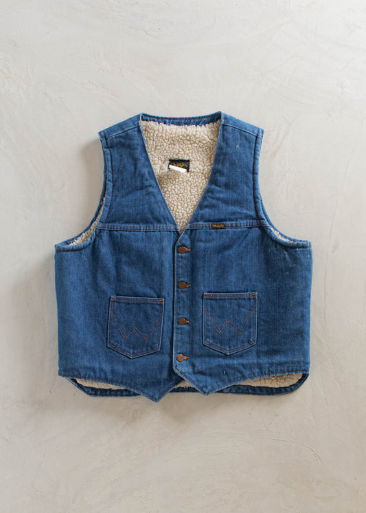 1970s Wrangler Sherpa Lined Denim Vest Size L/XL