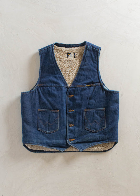 1970s Wrangler Sherpa Lined Denim Vest Size L/XL