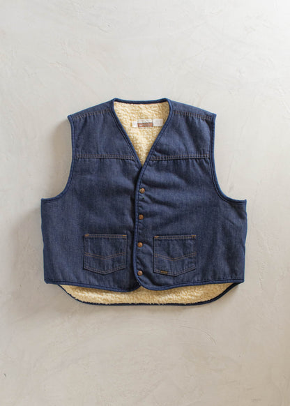 1970s Sears Western Wear Sherpa Lined Denim Vest Size XL/2XL