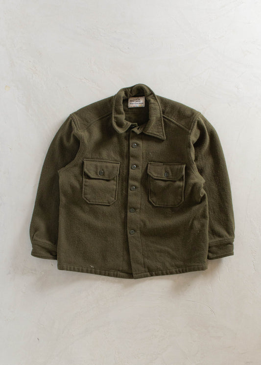 1980s Military Wool Button Up Shirt Size L/XL