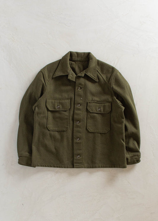 1980s Military Wool Button Up Shirt Size L/XL